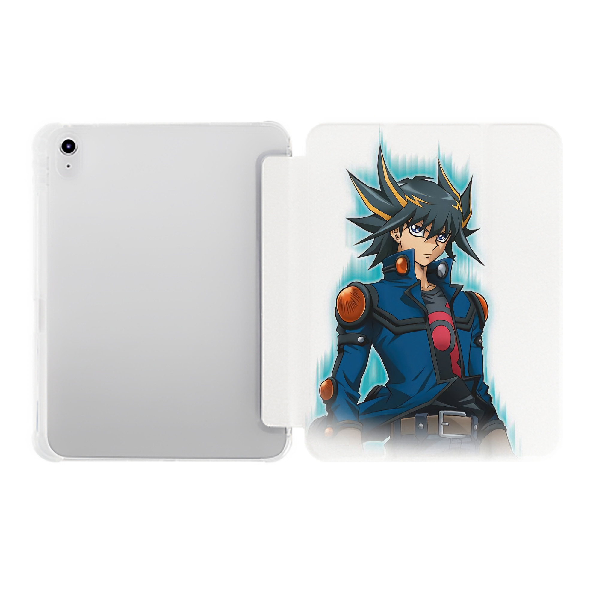 （画像用） 遊☆戯☆王 Yu-Gi-Oh! IPad ケース ペン収納付き 三つ折りスタンド PUレザー×シリコン 対応機種9.5/10.5/10.9インチ